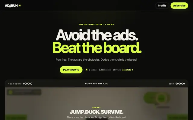 Screenshot of AD//RUN — Avoid the ads. Beat the board.