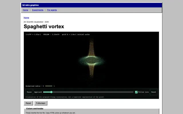 Screenshot of Spaghetti vortex · 3d retro graphics