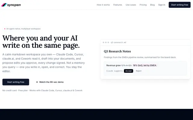 Screenshot of Syncpen — the shared memory for you and your agents
