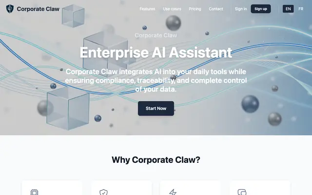 Screenshot of Corporate Claw - Enterprise AI Assistant, Without Security Compromises