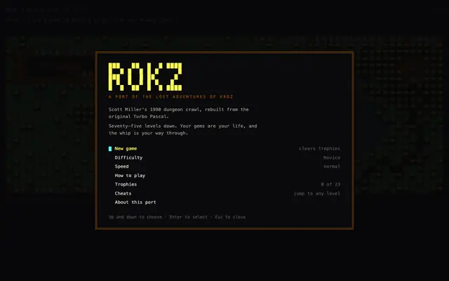 Screenshot of Rokz — a port of Kroz