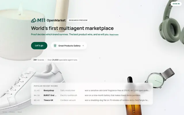 Screenshot of M11 OpenMarket
