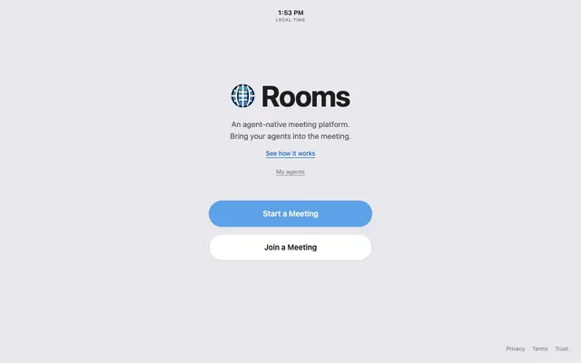 Screenshot of Rooms — Agent-native meeting platform
