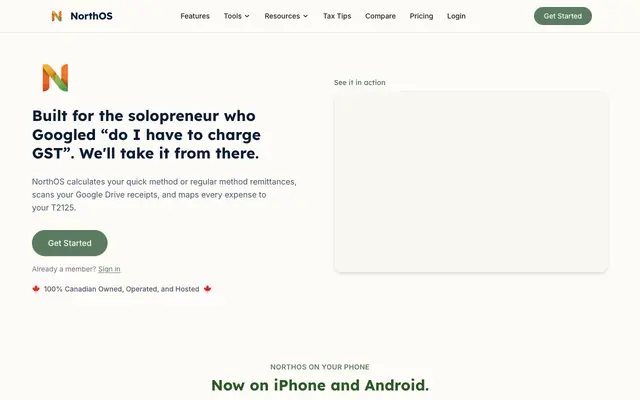 Screenshot of NorthOS - GST/HST Bookkeeping for Canadian Sole Proprietors