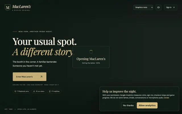Screenshot of Rizzler — Make it a legendary night.