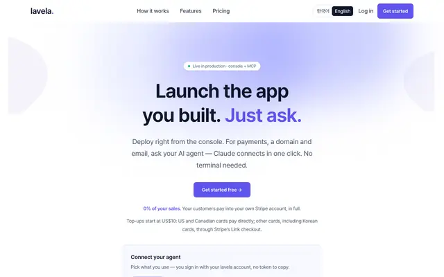 Screenshot of lavela — Launch your SaaS in 30 minutes