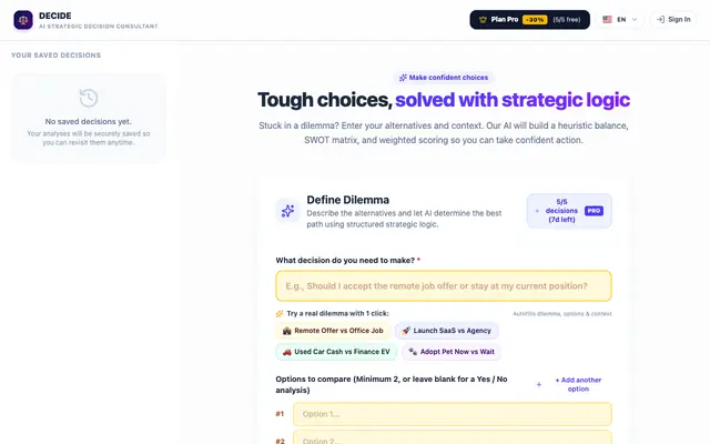 Screenshot of DECIDE