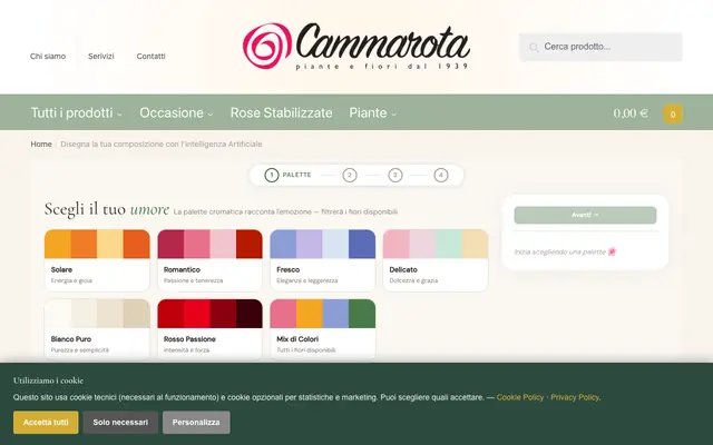 Screenshot of Fioraio intelligenza artificiale Napoli: Innovazione Fiorita – Consegna Fiori a