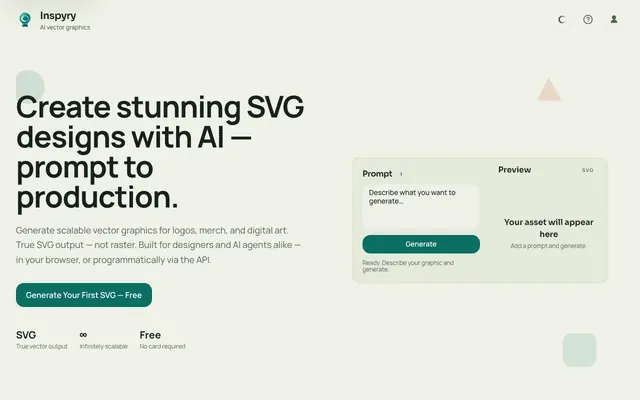 Screenshot of Inspyry — AI SVG Generator