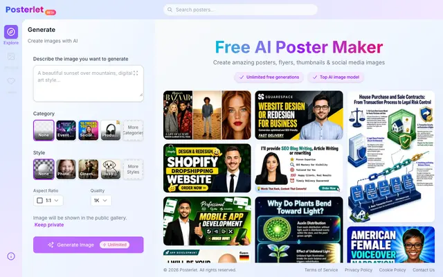 Screenshot of Free AI Poster Maker – Create Stunning Posters with AI