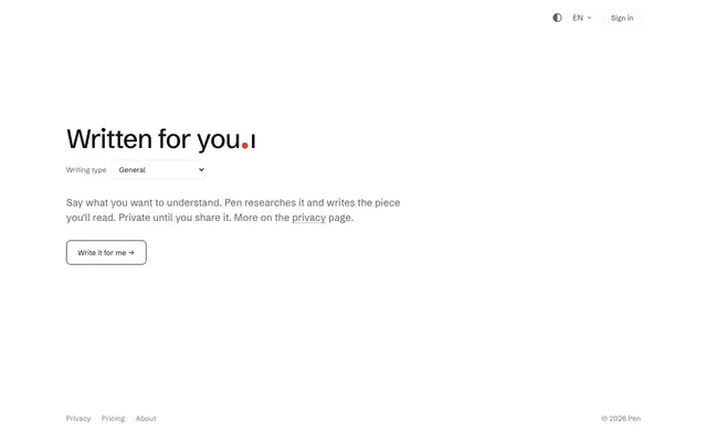 Screenshot of Pen - Ask more of writing.