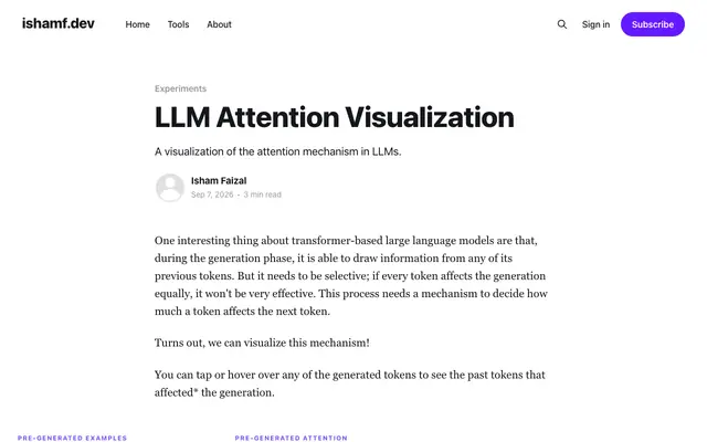 Screenshot of LLM Attention Visualization