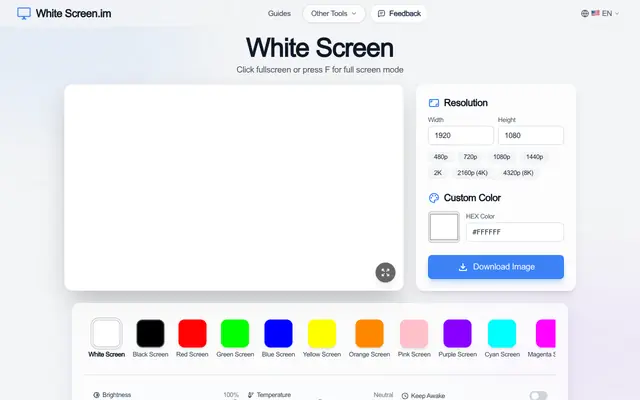 Screenshot of White Screen - Free Fullscreen White Display Tool Online