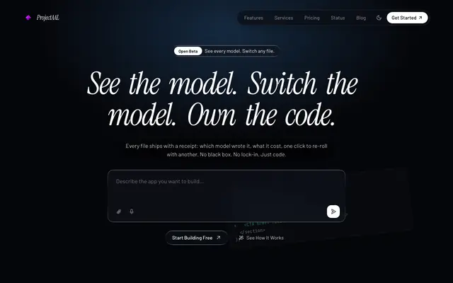 Screenshot of ProjectAAL – AI-Powered App Builder | Build Apps 10x Faster