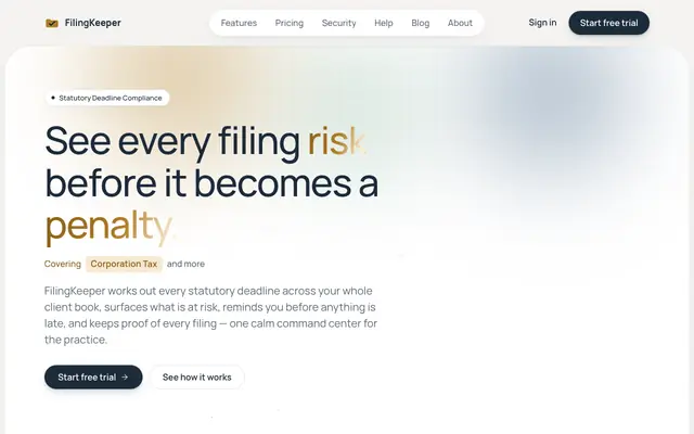 Screenshot of UK Accounting Filing Deadline Tracker