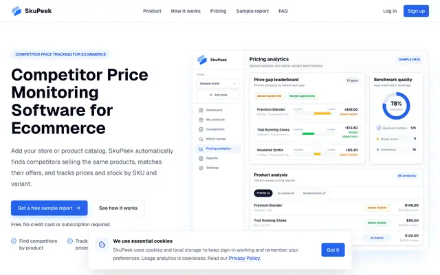 Screenshot of Competitor Price Monitoring Software for Ecommerce | SkuPeek