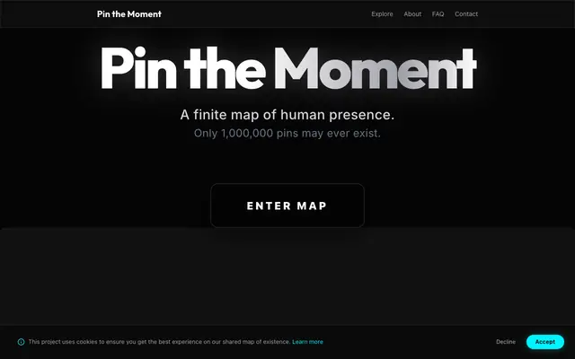 Screenshot of Pin the Moment — A Finite Map of Human Presence