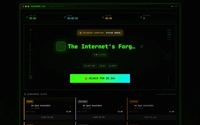 Screenshot of HackRank | Hijack The Top Spot