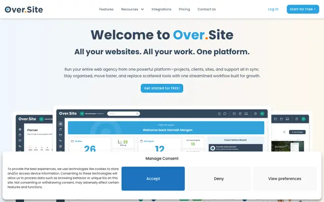 Screenshot of Over.Site | All-in-One Platform for Web Agencies