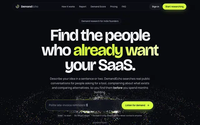 Screenshot of SaaS Idea Validation & Market Research | SignalAura