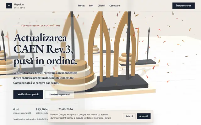 Screenshot of Actualizare CAEN Rev.3 online pentru firme | HeptaLex