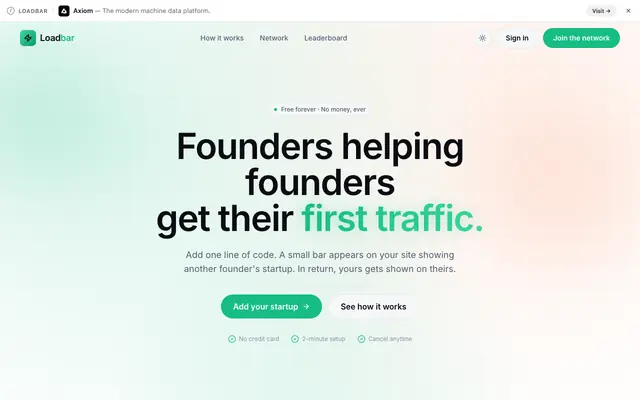 Screenshot of Loadbar — Founders helping founders get their first traffic