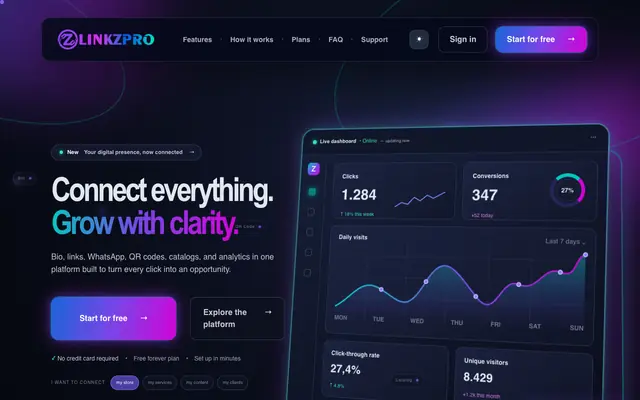 Screenshot of LinkZPRO: conecte os caminhos do seu negócio