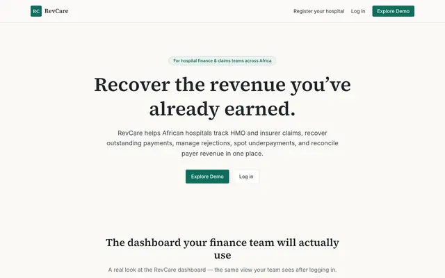 Screenshot of RevCare — Recover the revenue you've already earned
