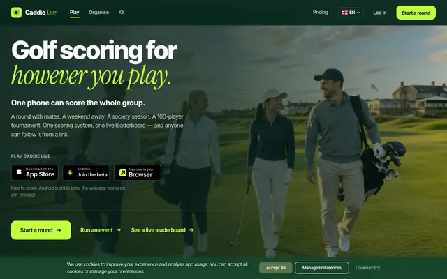 Screenshot of Caddie Live — Every Round Deserves a Leaderboard