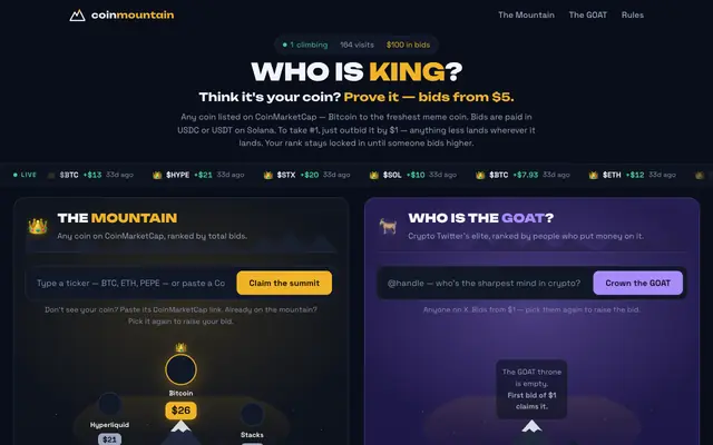 Screenshot of CoinMountain — Who is king?