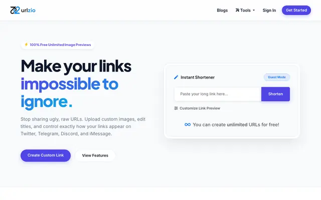 Screenshot of Image URL Shortener - Free Link Shortener with Image Preview
