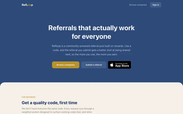 Screenshot of Refloop | Referrals, reimagined.