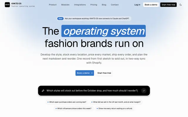 Screenshot of KNKTD OS — The operating system fashion brands run on | KNKTD OS