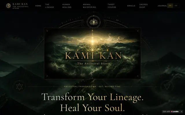 Screenshot of Kami Kan — The Ancestral Stone | Spiritual & Healing Portal