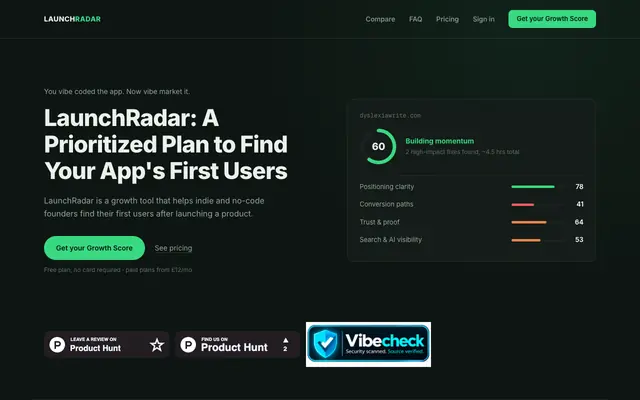 Screenshot of LaunchRadar — Now get people using it