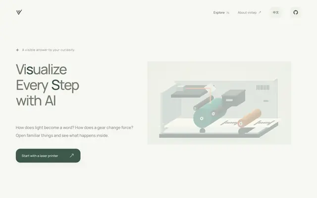 Screenshot of vistep.ai — See how every step works