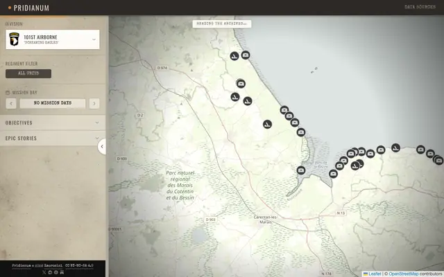Screenshot of Pridianum | Mapping WWII Stories