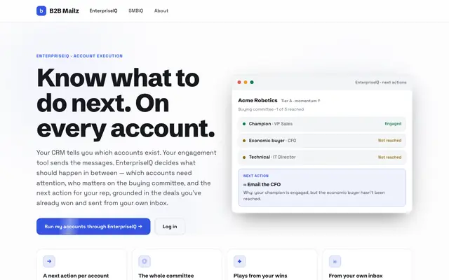 Screenshot of B2B Mailz — outbound from your own inbox