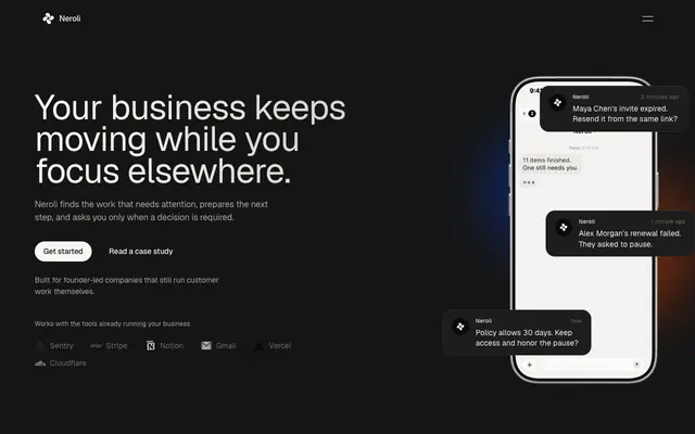 Screenshot of Neroli, operations agent for founder-led companies