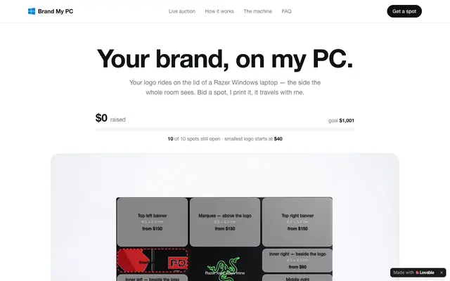Screenshot of Brand My PC — your logo on my Razer laptop