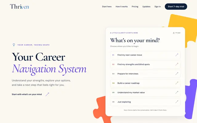 Screenshot of Thriven — Career Intelligence That Grows With You
