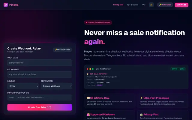 Screenshot of pingoa