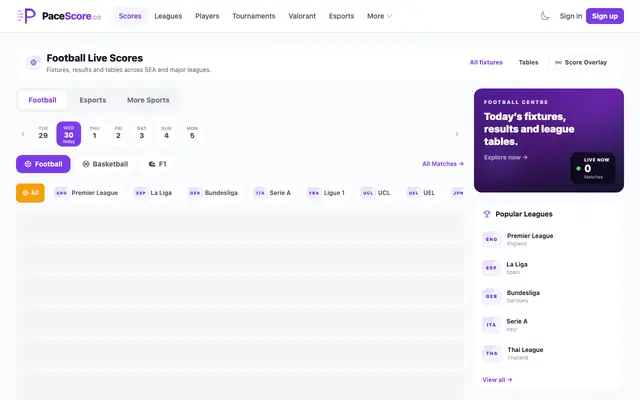 Screenshot of PaceScore