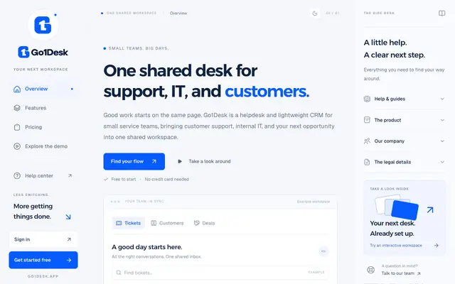 Screenshot of Go1Desk