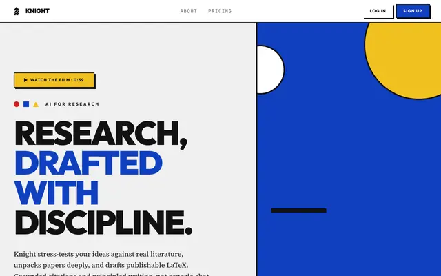 Screenshot of Knight · Research companion