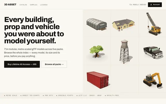 Screenshot of 3D Asset — modular architectural 3D asset library | 3d-asset.com