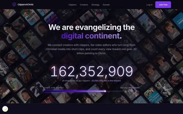 Screenshot of Clippers4Christ, Free training to clip Christian content