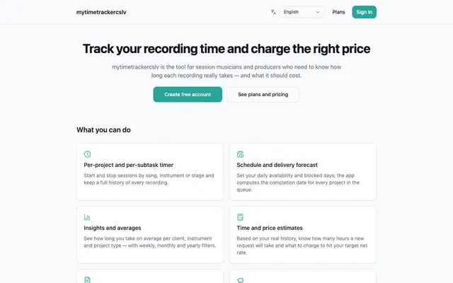 Screenshot of Time Tracker — Project & Subtask Tracking
