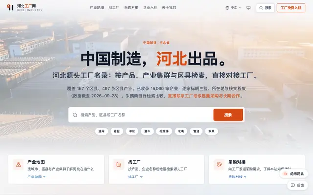 Screenshot of 河北内卷网官网 — 河北产业地图：中国制造，河北出品