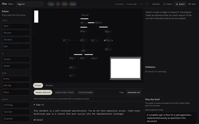 Screenshot of FlowSpec